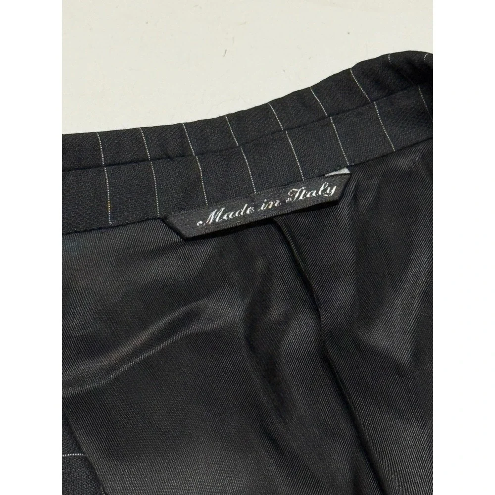 Canali Super 120s‎ Wool Pinstripe Blazer Mens 44L Made in Italy Black